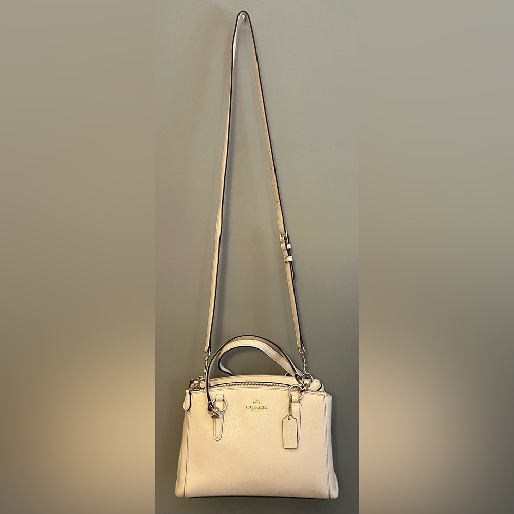 EUC Coach Cream Christie Carry-All Double Zip Crossbody/Shoulder/HandBag Satchel